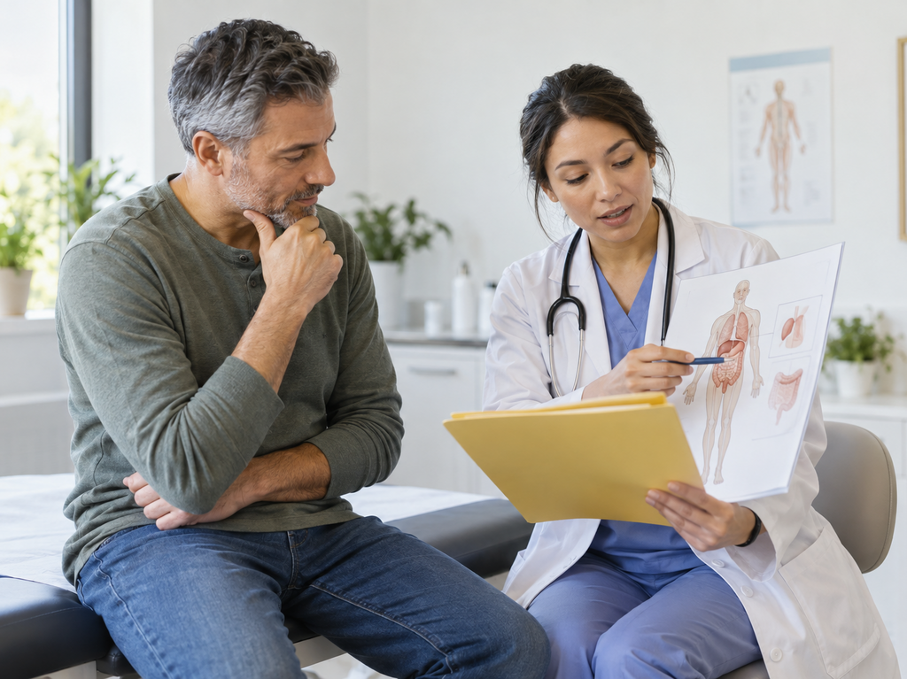 Médecin expliquant un diagnostic à une personne accidentée
